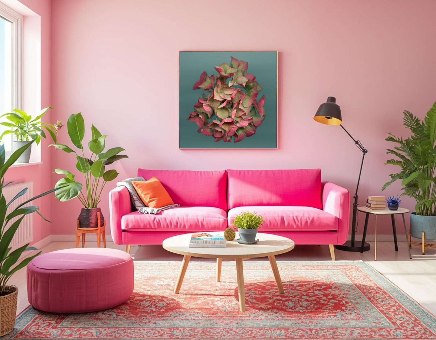 Nazomerfluisteringen: Roze hortensia  -  Art print